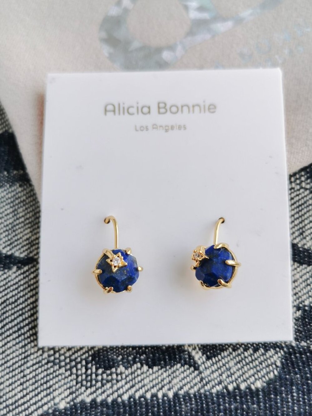 Alicia Bonnie Blue Lapis Gold Earrings - Gem Star